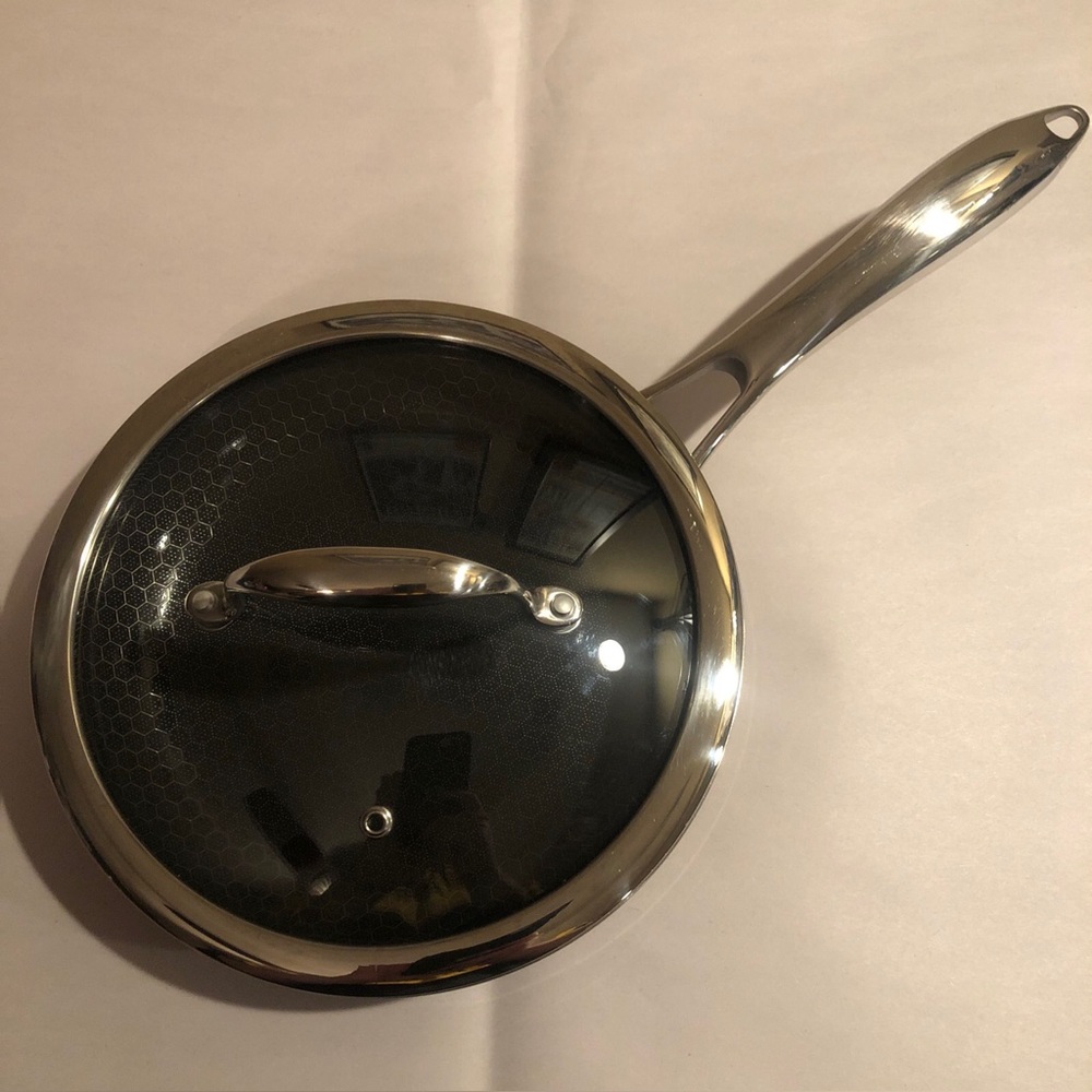 HexClad 8 Inch Hybrid Stainless Steel Non-Stick Frying Pan with Lid